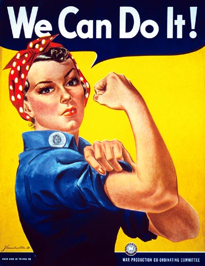 Image : célèbre affiche 'We Can Do It!' - 'Nous pouvons le faire!' de J. Howard Miller, 1943.