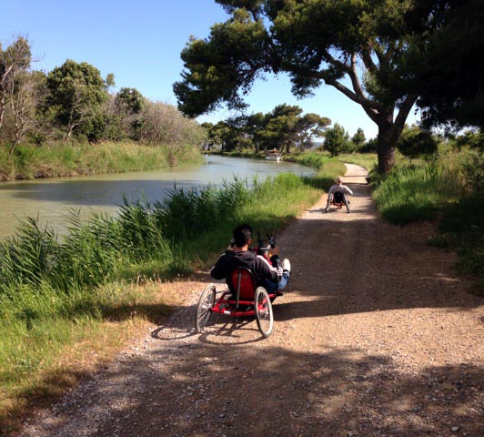 handbike au bord du canal de la Robine