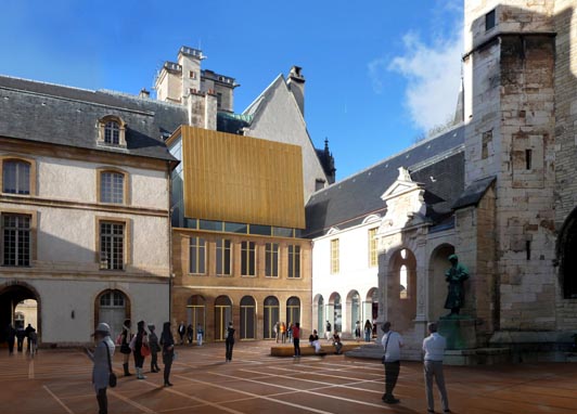 Préfiguration de la Cour de Bar du Musée des Beaux-Arts de Dijon. © Perspectives des ateliers Lion Architectes Urbanistes, 2012.