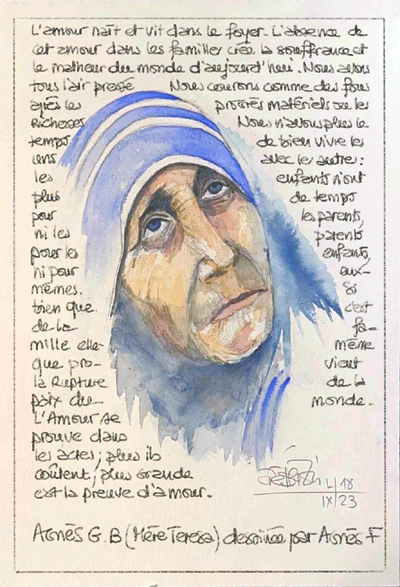 Agnès G.B (Mère Teresa) dessinée par Agnès F