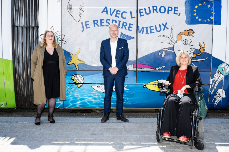 Audrey Hénocque en compagnie de Bruno Bernard, Président de la Métropole de Lyon, et Fanny Dubot, maire du 7ème arrondissement
