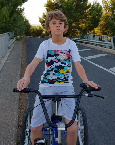 Bastian on his bike