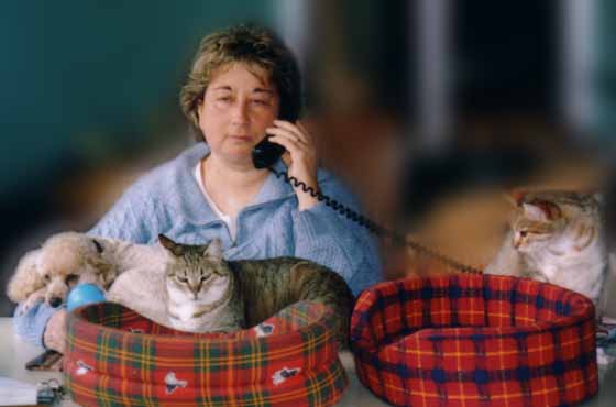 Muriel Bru et ses animaux de compagnie.