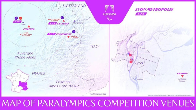 Carte des sites des Jeux Paralympiques d'hiver 2030