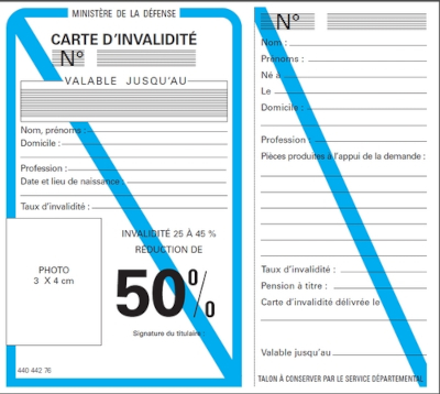 Carte d'invalidité militaire