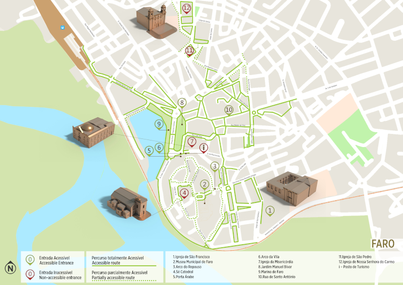 Carte du circuit de visite accessible de Faro