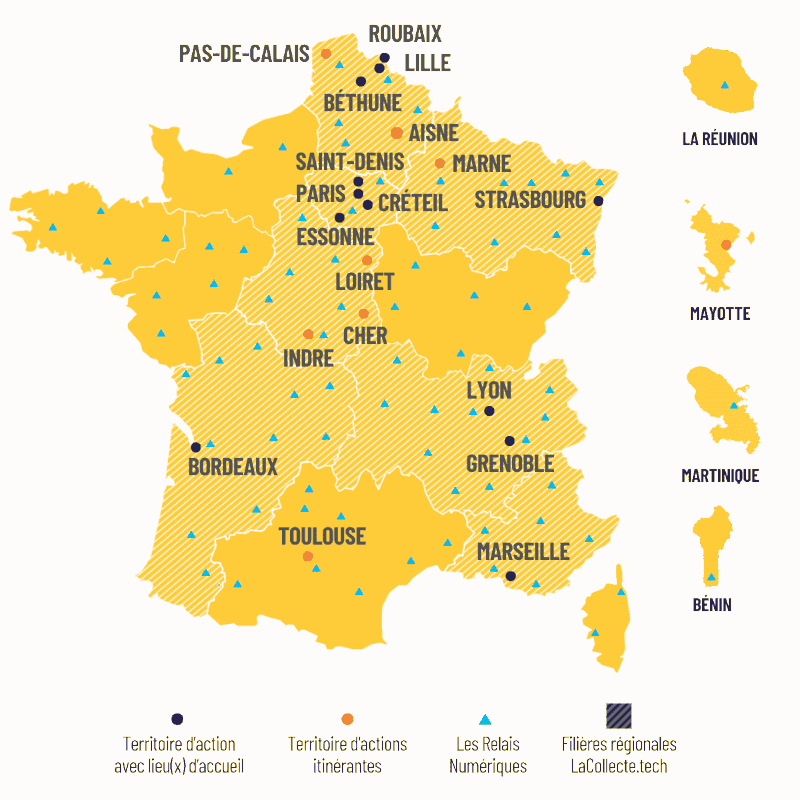 Carte du réseau Emmaüs Connect en 2026