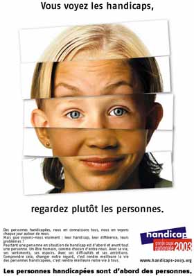 Affiche de la campagne 'handicap, grande cause nationale'.