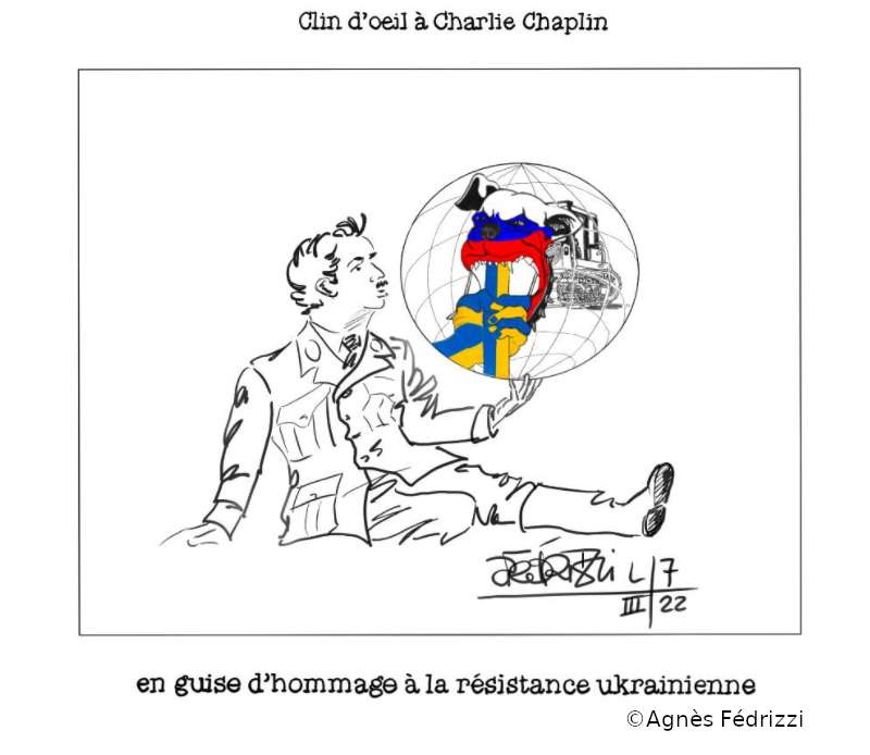 Clin d’oeil à Charlie Chaplin en guise d’hommage à la résistance ukrainienne