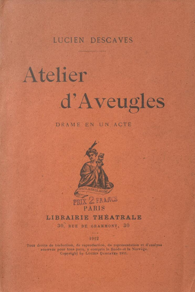Couverture de l'édition de la pièce Atelier d’aveugles