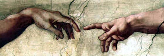 Mains, détail de la Création du monde par Michelange.