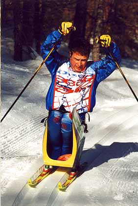 Didier Riedlinger sur sa luge nordique