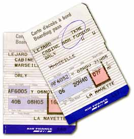 Carte d'embarquement vol Air France