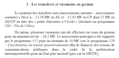 Extrait du rapport de la Cour des Comptes évoquant le financement de l'accessibilité de la communication gouvernementale par la GRTH