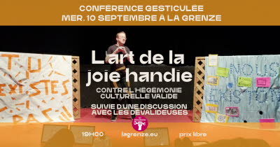 Flyer de la conférence gesticulée L’art de la joie handie