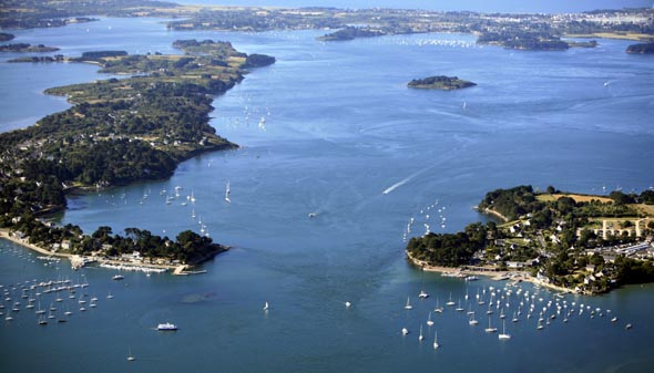 Vue aérienne du golfe du Morbihan