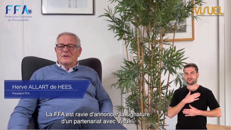 Hervé Allart de Hess, président de la FFA, présente le partenariat conclu avec Visuel LSF