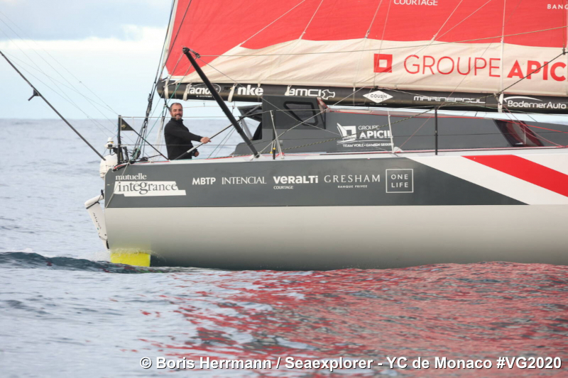 Le 15 décembre 2020, Seaexplorer - YC de Monaco est bord à bord de Groupe Apicil ©Boris Herrmann - Seaexplorer - YC de Monaco