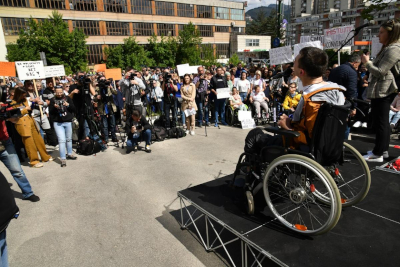 Manifestation de personnes handicapées à Sarajevo