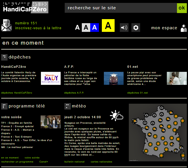 Page d'accueil d'HandiCaPZéro