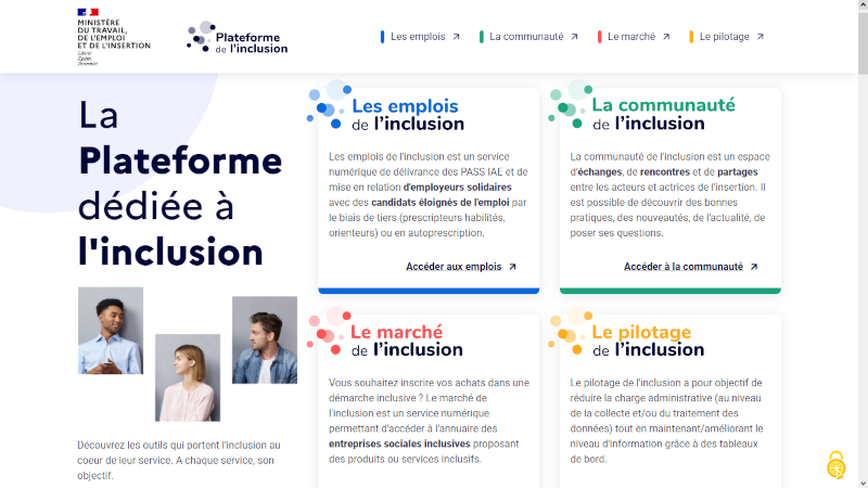 Page d'accueil de La plateforme de l'inclusion