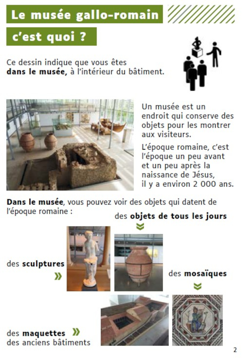 Page du livret en FALC du musée de Saint-Romain-en-Gal