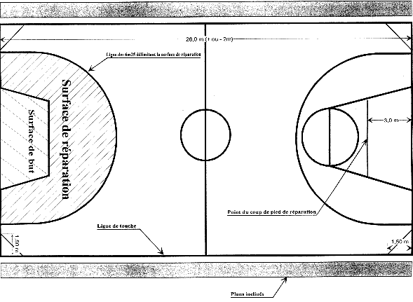 Plan d'un terrain de foot-fauteuil.