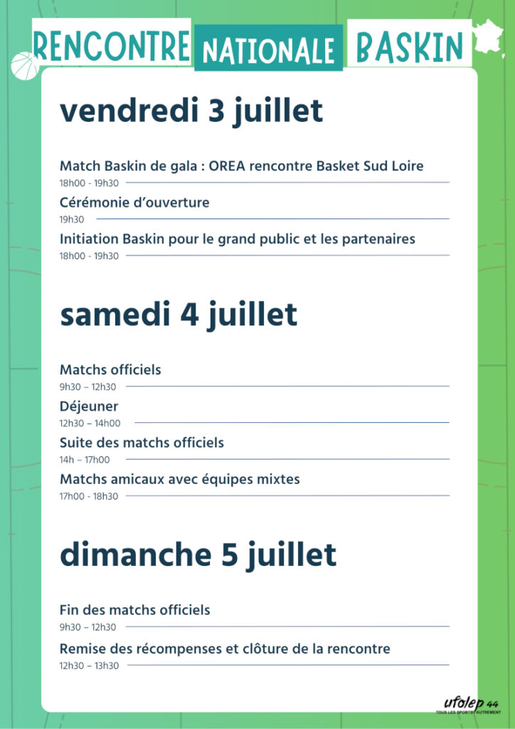 Programme de la rencontre nationale baskin 2026