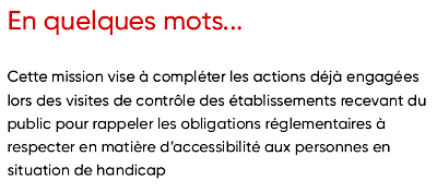 Résumé de la mission Ambassadeur de l'accessibilité à la préfecture de police de Paris