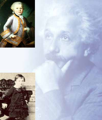 Mozart et Einstein enfants.