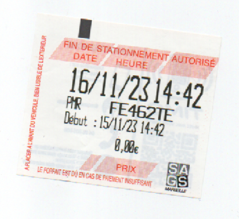 Ticket PMR du 15 novembre 2023 à 14h43