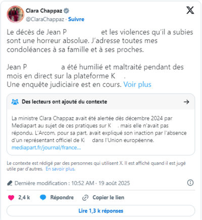 Tweet de la ministre chargée du numérique