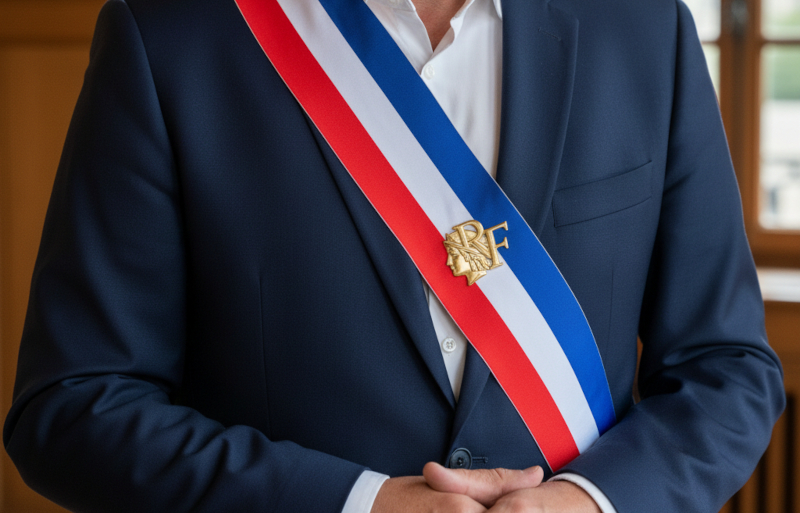 Un maire portant l'écharpe tricolore