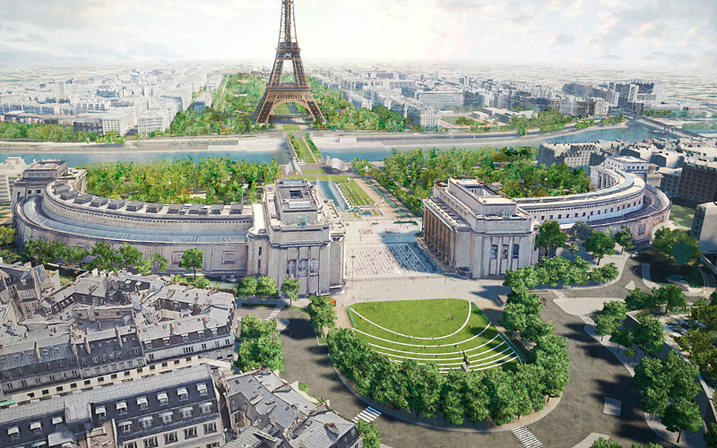 Vue d'architecte du projet de piétonnisation Trocadéro-Tour Eiffel